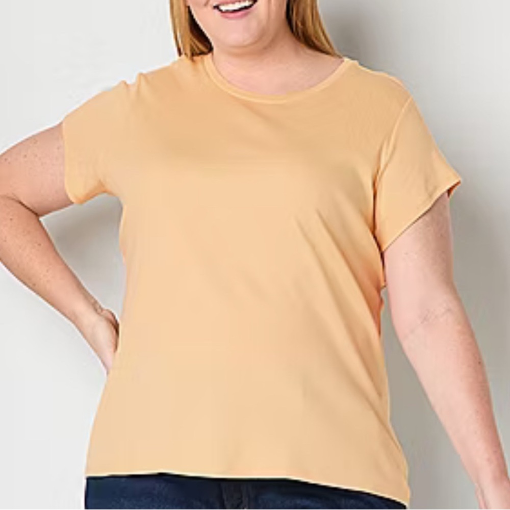 Liz Claiborne Womens Plus Crew Neck Short Sleeve T-Shirt